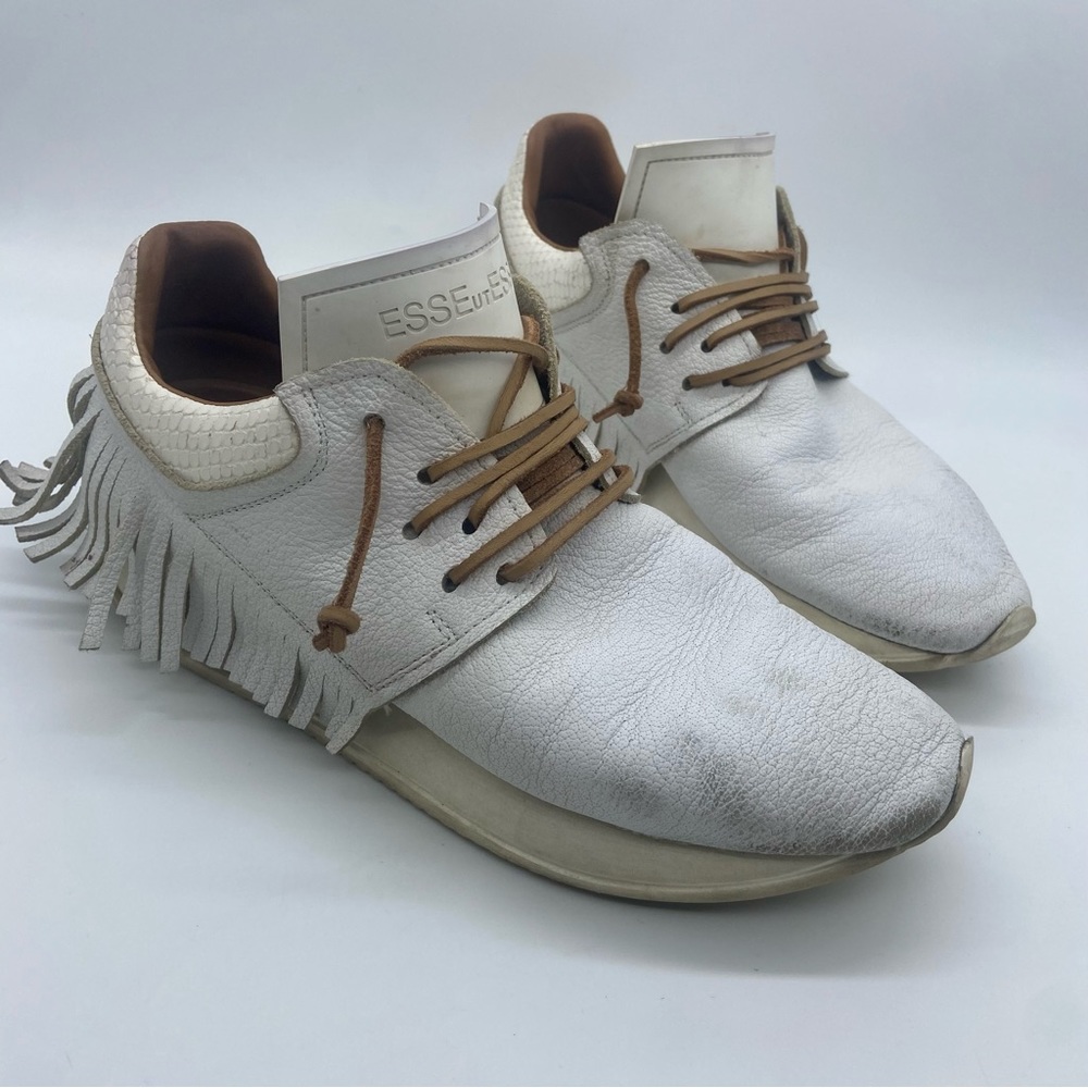 Esseutesse Leather Fringe Sneaker Sz 38 - Picture 2 of 10